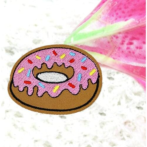 DIY 1 Pcs Doughnut Stripe Patches for Clothing Iron Embroidered Patch Applique Sewing Accessories Patch for Kid Clothes Bag