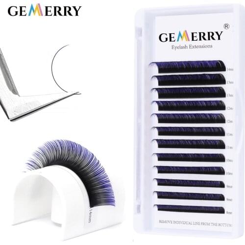 12Rows Ombre Blue Purple Colorful Eyelash Extension Individual Faux Mink Eyelashes False Classic Natural Lashes Make Up Supplies
