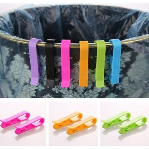 2pcs Household Garbage Can Waste Bin Trash Bag Fixed Clip Lock Holder Clips Creative Slip-Proof Plastic Garbage Bag Sealing Clip