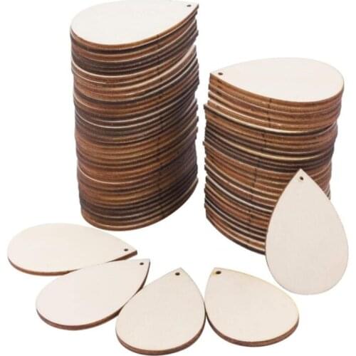 20pcs Unfinished Wood Teardrop Blank Earring Pendant For DIY Necklace Bracelet Jewelry Making Findings Accessories