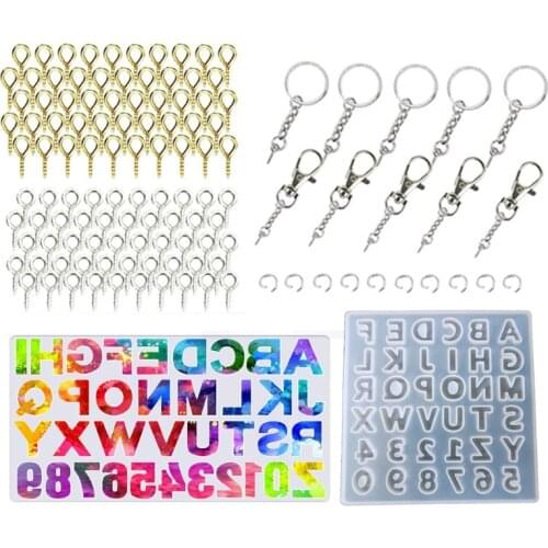 255PCS DIY Alphabet Backward Keychain Resin Molds Reversed Letter Number Silicone Resin Mold Epoxy Resin Casting Mould New
