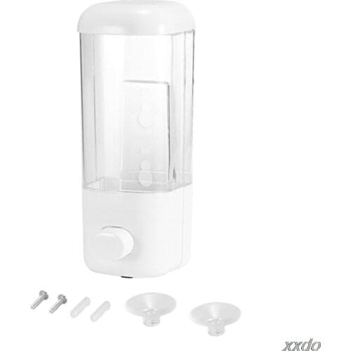 500ml Bathroom Soap Dispenser Wall Mounted Self-Adhesive Shampoo Container Hand Press Clear Liquid Lotion Single Slot Storage