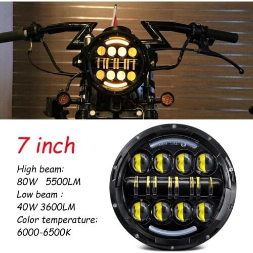 7 Inch LED Round Headlight 80W High Low Beam Projector with DRL Turn Signal Light for Jeep Wrangler Motorcycle