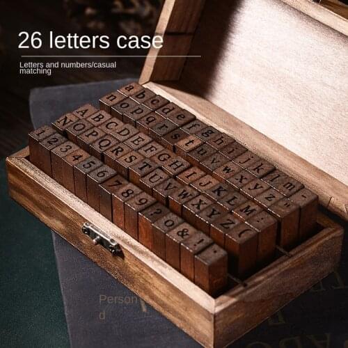 70Pcs/Set Wooden Scrapbooking Stamp Vintage Box DIY Craft Stamps Alphabet Number Rubber Stamp Handmade Scrapbook Add 3 Inkpads