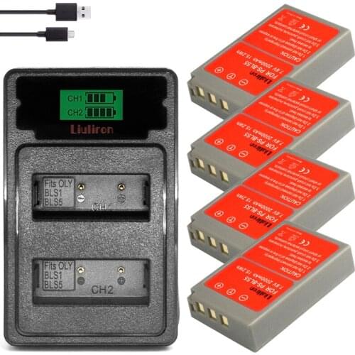 PS-BLS5 BLS-50 BLS-5 BLS5 BLS50 Battery + LCD USB Charger for Olympus PEN E-PL2,E-PL5,E-PL6,E-PL7,E-PM2,E-M10,E-M10 II,Stylus1
