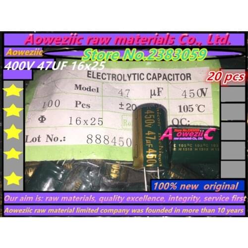 Aoweziic 20 PCS 400V 47UF 16x25 high frequency low resistance electrolytic capacitor 47UF 400V 16*25