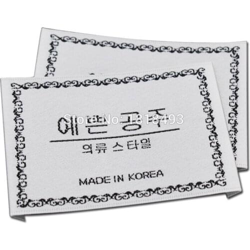 Free shipping windbreak overcoat dress labels/customized clothing white satin woven labels/garment embroidered labels 1000 pcs