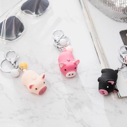 1PC Piggy Shape Sound LED Light Keychain Bag Pendant Decoration Buckle Boys Girls Gift Souvenir Travel Sound Keychain Flashlight