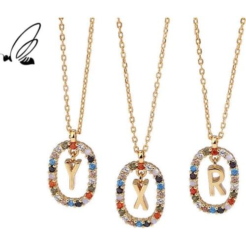 SSTEEL 925 Sterling Silver Letter A - Z Initial Y S C M Pendant Personalized Charm Luxury Gold Chain Necklace Choker Jewelry