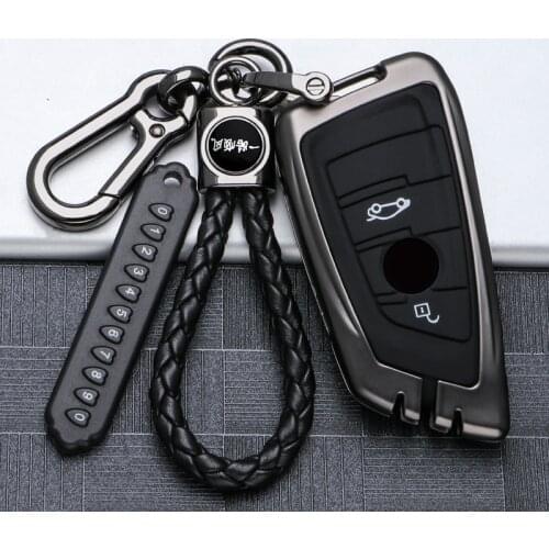 Galvanized Alloy Car Key Case For BMW X1 X5 X5M X6 X6M 2/7 Series 3 Buttons Smart Keyless Remote Fob Protect Cover Keychain Bag