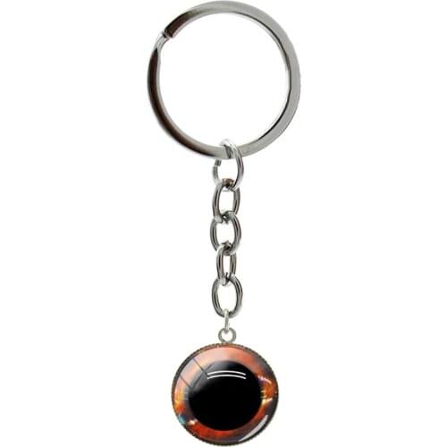 Black Eye Ball Round Glass Keyrings 20mm Photos Classic Women Men Chains Key Jewelry New Arrival Hot Sell