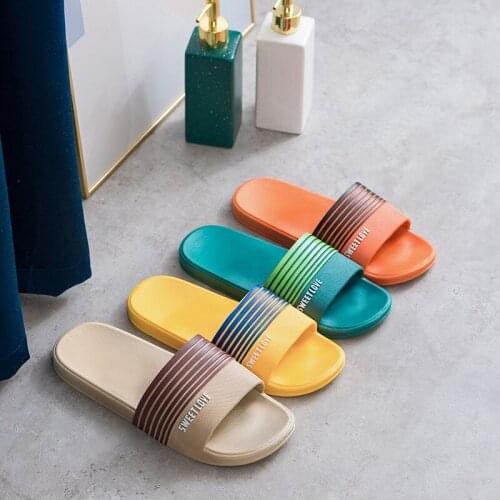 Couples Home Indoor Slippers Wear-Resistant Cute Sandals Men And Women Flip-Flops Ladies Fashion House Shoes Girls Beach Slides