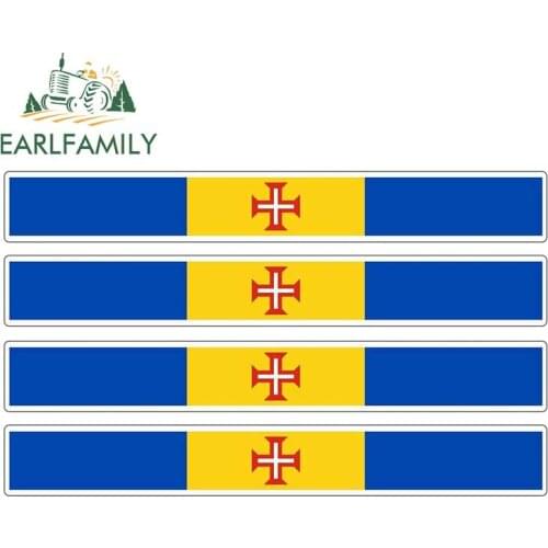 EARLFAMILY 4pcs Car Stripe Motorcycle Racing Flag Sticker Car Body Decal Bike Moto Madeira Portugal Car Stickers