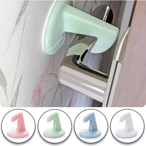 New Silicone Door Handle Stopper Solid Color Soft Rubber Doorknob Anti-Collision Pad Windproof Handle Holder Wall Protectors