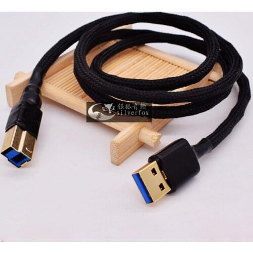HIFI Sterling Silver USB type A To Type USB3.0 B Hi-end Cable A-B Super Soft For DAC Decoder Audio Cord