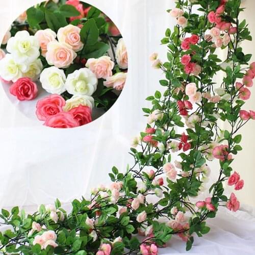 Artificial Rose Flowers Photo Props Home Decor 69 Flowers 1.8M Beautiful Rose Flower String Fashion Handmade Ornament Emulation