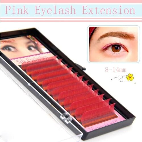 Jadecolier 12 lines Pink Color Beauty Makeup Eyelash Extension 8-14mm High Quality Mix Length Professional False Lashes