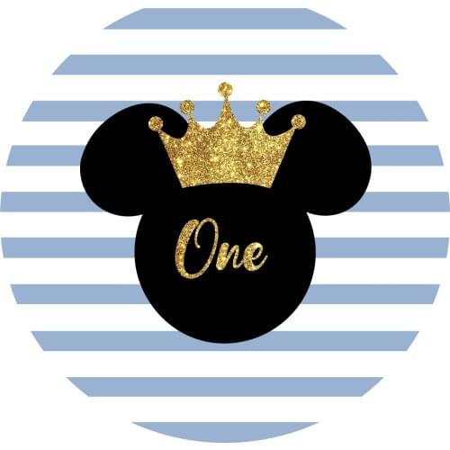 Round Backdrop Happy Birthday Cartoon Boy and girl Party Decor Custom Personalized Background