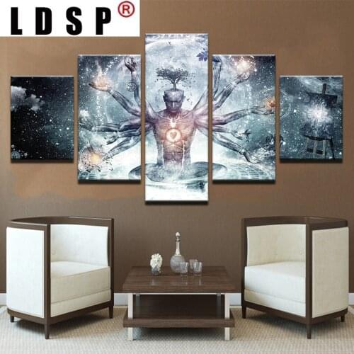 LDSP 5 Panels Abstract Alex Grey Canvas Painting Modular Pictures Modern Home Decor Wall Art Framework For Living Room Unframed