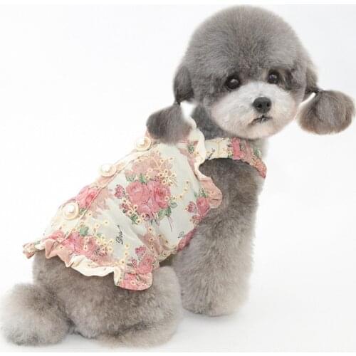Summer Cat Dog Dress Puppy Skirt Small Dog Clothes Costumes Cute Flowers Pet Dresses Yorkshire Pomeranian Poodle Dog Clothing