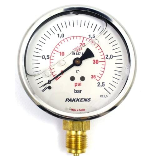 Pakkens Diameter 100mm Glycerin Type Pressure Gauge, Glycerin Manometer, Pressure Gauge 1/2 '' Glycerin Manometer Double Scale