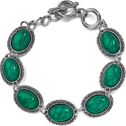 MISANANRYNE 2019 Tibetan Bracelet Green Natural Turquesa Stone Homme Femme Charms Beads Bracelets Women Jewelry
