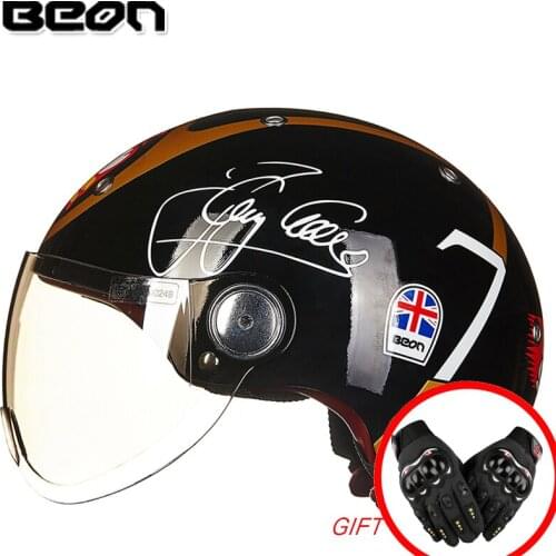 Motorcycle BEON Half Face Vintage Helmet Motorbike Open Face Helmet Electrombile Scooter Bike capacete casco helmets M L XL