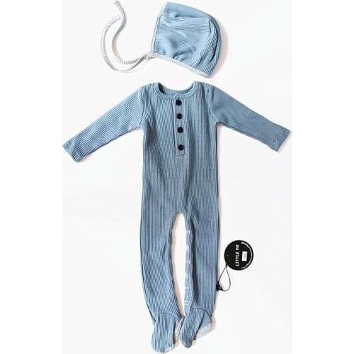 New Autumn Ribbed Baby Clothes Baby Romper with Bonnet Fashion Clothes