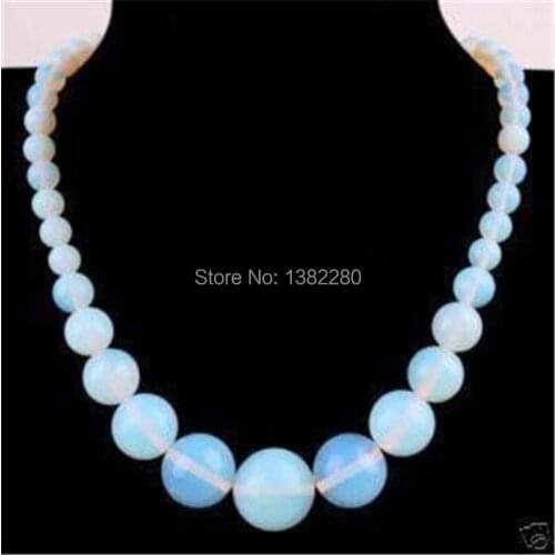 New Lovely 6-14mm Imitation Opal Crystal Stone Round Loose Beads Necklace Women banquet Jewelry Girl gift 2piece/lot 18"