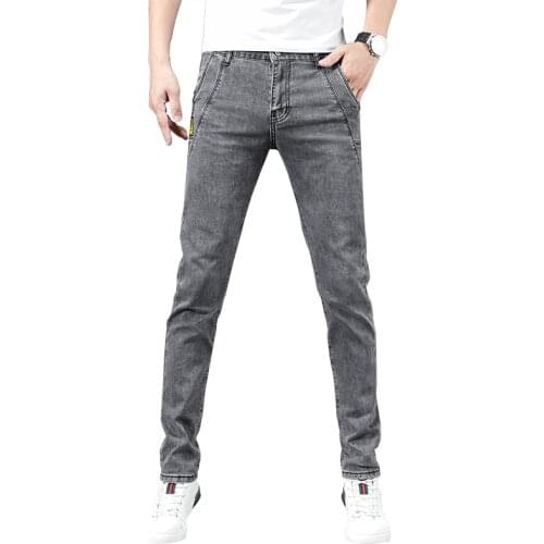 QJ CINGA New Grey Jeans 2021 Mens Fashion Casual Soft Denim Pants with Little Stretch Cowboy Trousers 27-36 Stretch Denim Pant