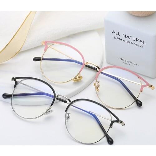 New Anti Blue Light Round Cat Eyes Eyeglasse Frame Women&Men Computer Eye protection Eyewear Optical Spectacle Glasses Unisex