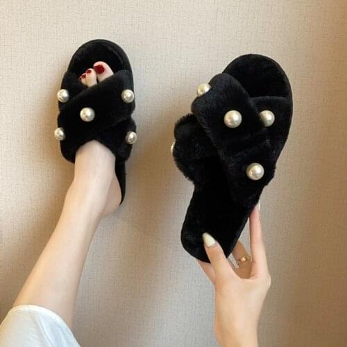 Bead Decoration Women Sandals Slippers Indoor Square Toe Slides Summer Design Lady Solid Color Outdoor Sandy Beach Flat Shoes