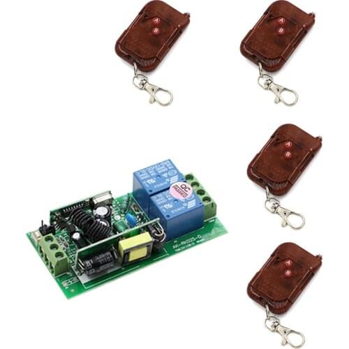 Wide Range Output AC85V-250V 2CH Wireless Remote Control 1pcs Receiver + 4pcs Peach Transmitters Smart Home Control System