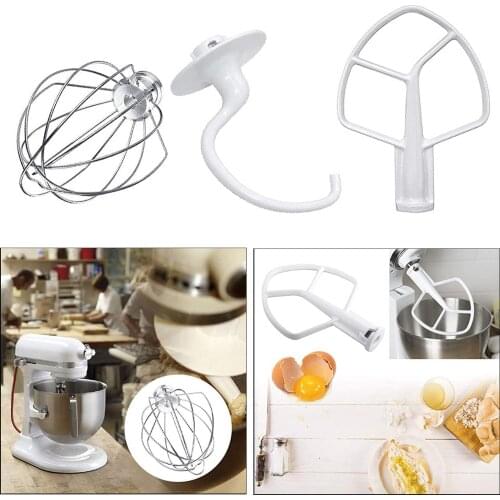 3 Pack Mixer Replacement Flat Beater K45WW Wire Whip Dough Hook for 5KSM5 9KSM5 KDM5 KSMC5