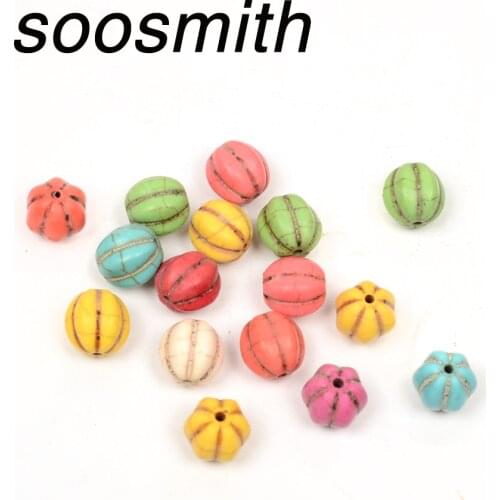Soosmith Colorful Pumpkins Diy Necklace Bracelet Pandant Natural Stone Beads 40pcs/lot 10mm For Jewelry Making Accessories Diy