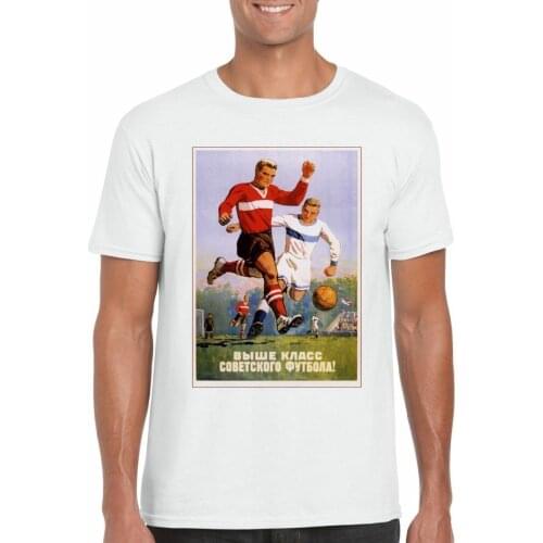 Soviet Football Russian Sport Comunist Propaganda Soccer Vintage Poster T-Shirt 2019 ManS O Neck Design Adults Casual T Shirt