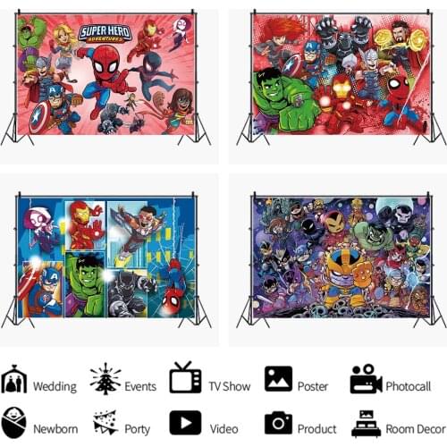 Marvel Super Hero Spiderman Panther Birthday Background Cloth Tapestry Birthday Kid Baby Party Decoration Photography Background