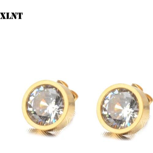 XLNT AAA CZ Shiny Wedding Stud Earrings for Women Men Crystal Jewelry Accessories Earing Oorbellen Free Shipping