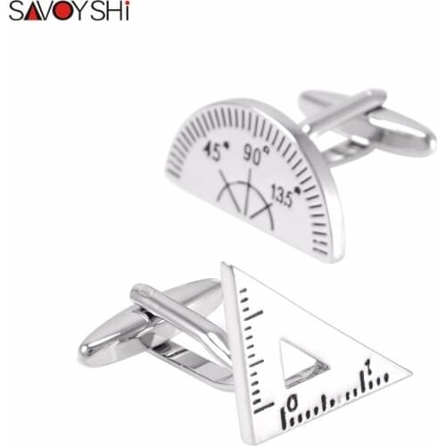 SAVOYSHI Protractor&Triangle Rule Mix Cufflinks for Mens Brand Cuff bottons High Quality Cuff links Fashion Men Jewelry