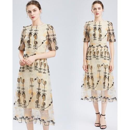 ZUOMAN Women Luxury Embroidery Mesh Dress Festa High Quality Long Elegant Wedding Party Robe Femme Vintage Designer Vestidos