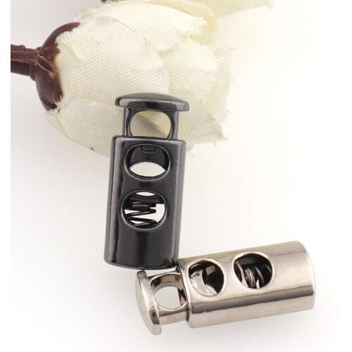 10pcs Metal Cord lock Spring Stopper 20mm Gun black/Silver Slider Fastener Spring Stopper Toggles Draw String Toggle Stopper