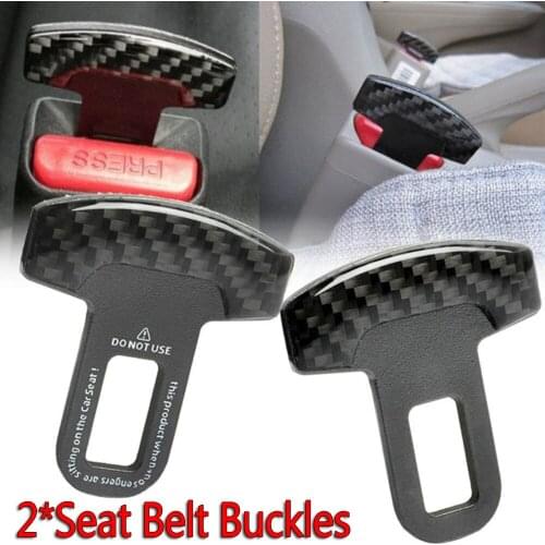 2pcs Car Truck Carbon Fiber Seat Safety Belt Lock Buckle Clip Universal Seat Belt Buckles