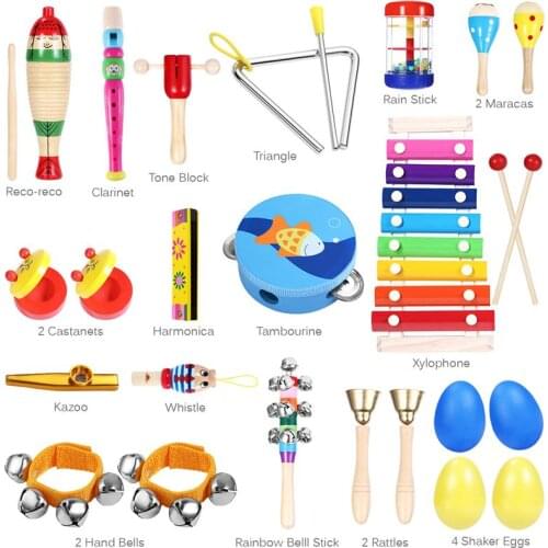 23Pcs/Set Kids Musical Toys Percussion Safe Non-toxic Toys Musical Instruments Educational Tools Rhythm Kit for Kids Toddlers