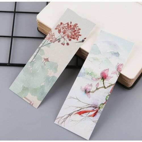 30pcs Creative Chinese Style Paper Bookmarks Painting Cards Retro Beautiful Boxed Bookmark Commemorative Gifts XXUC