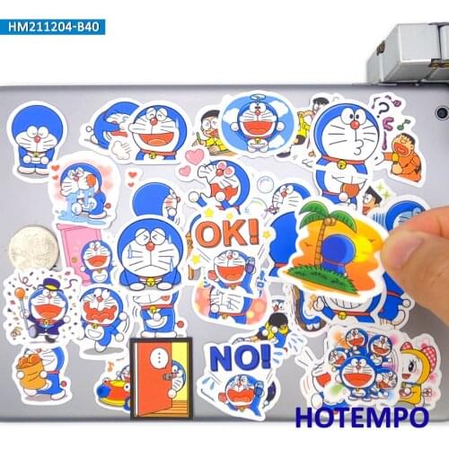 40pcs Cute Cartoon Blue Fat Robot Cat Mini Diary Decal Stickers Pack Toy for DIY Scrapbook Stationery Phone Laptop Anime Sticker