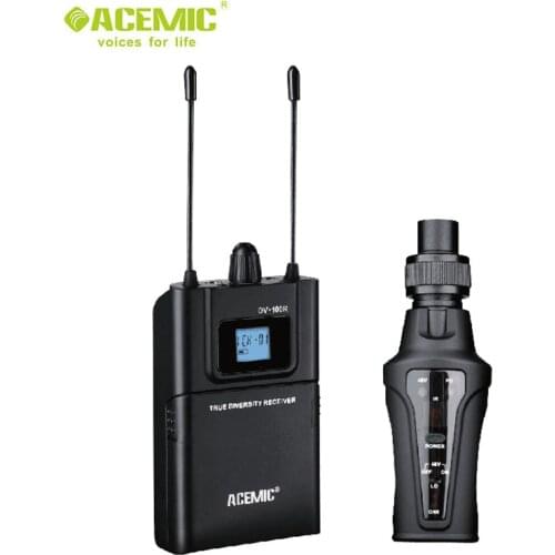 ACEMIC DV-100T Wireless Microphone System For Canon Nikon DSLR Camera Interview Sound Recording, Plug On XLR Transmitter