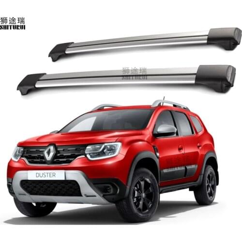 2Pcs Roof bars For dacia DUSTRT 2018+ 2019 Aluminum Alloy Side Bars Cross Rails Roof Rack Luggage CUV SUV LED