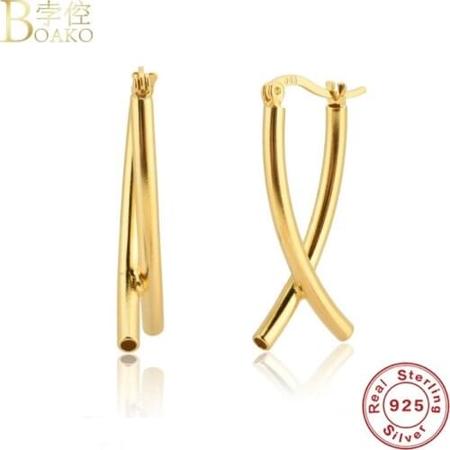 BOAKO S925 Silver Earrings For Women Vintage Cross Pendiente Piercing Ohrringe Drop Earrings Brincos Aretes Party Fine Jewelry