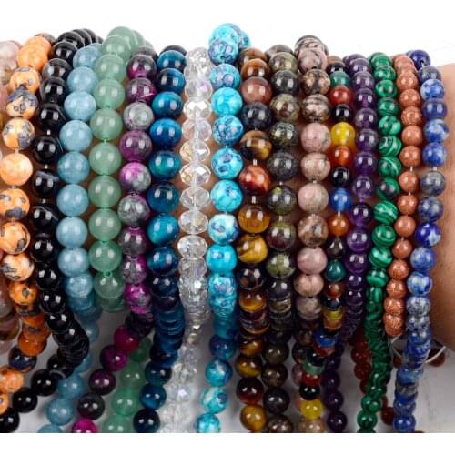 Natural Gem Stone Turquoises Tiger Eye Amazonite Agates Amethysts Round Beads For Jewelry Making Diy Bracelet 4/6/8/10/12mm 15