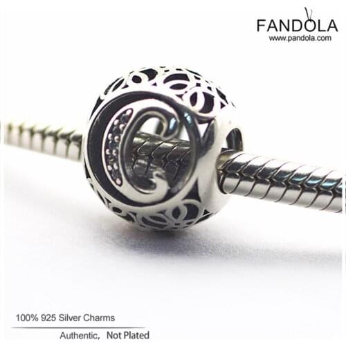 Authentic 925 Sterling Silver Alphabet C Vintage Letter Charms Beads for Jewelry Making Fit Europe Bracelets DIY Accessories